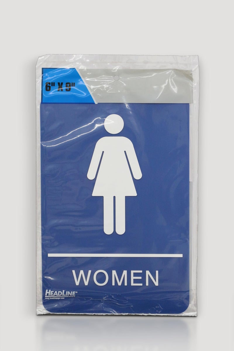 Headline Sign 5210 Women's Restroom ADA Sign with Grade 2 Braille and Tactile Graphics, 6" x 9", Blue/White, Made in USA - Image 3
